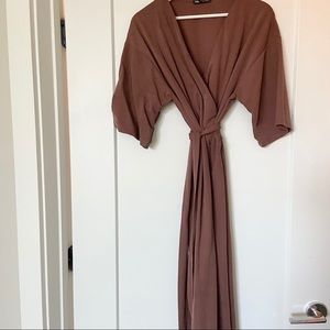 Brick red wrap bridesmaid dress